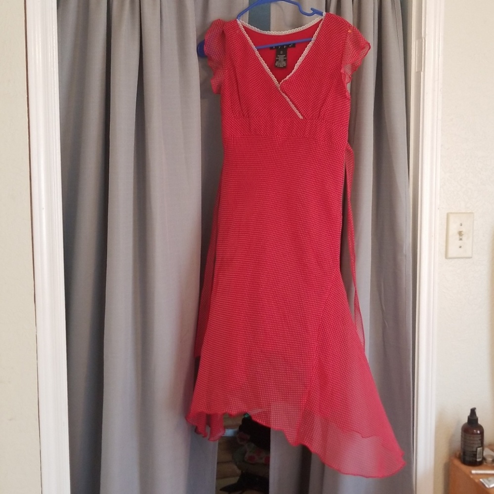 Red & white polka dot dress